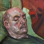 Image of painting. Peta Thurling. Bifrost, 2017. Oil on board, 15x15cm.