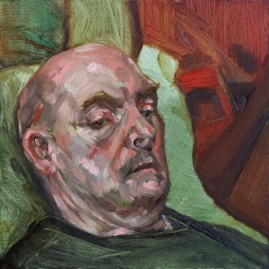 Image of painting. Peta Thurling. Bifrost, 2017. Oil on board, 15x15cm.