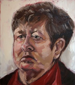 Image of painting: Peta Thurling. Face Time, 2017. Oil on board, 40x35cm.